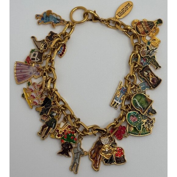The Wizard Of Oz Ultimate Rhinestone Gold Tone Charm Bracelet Bradford Exchange - Picture 1 of 15